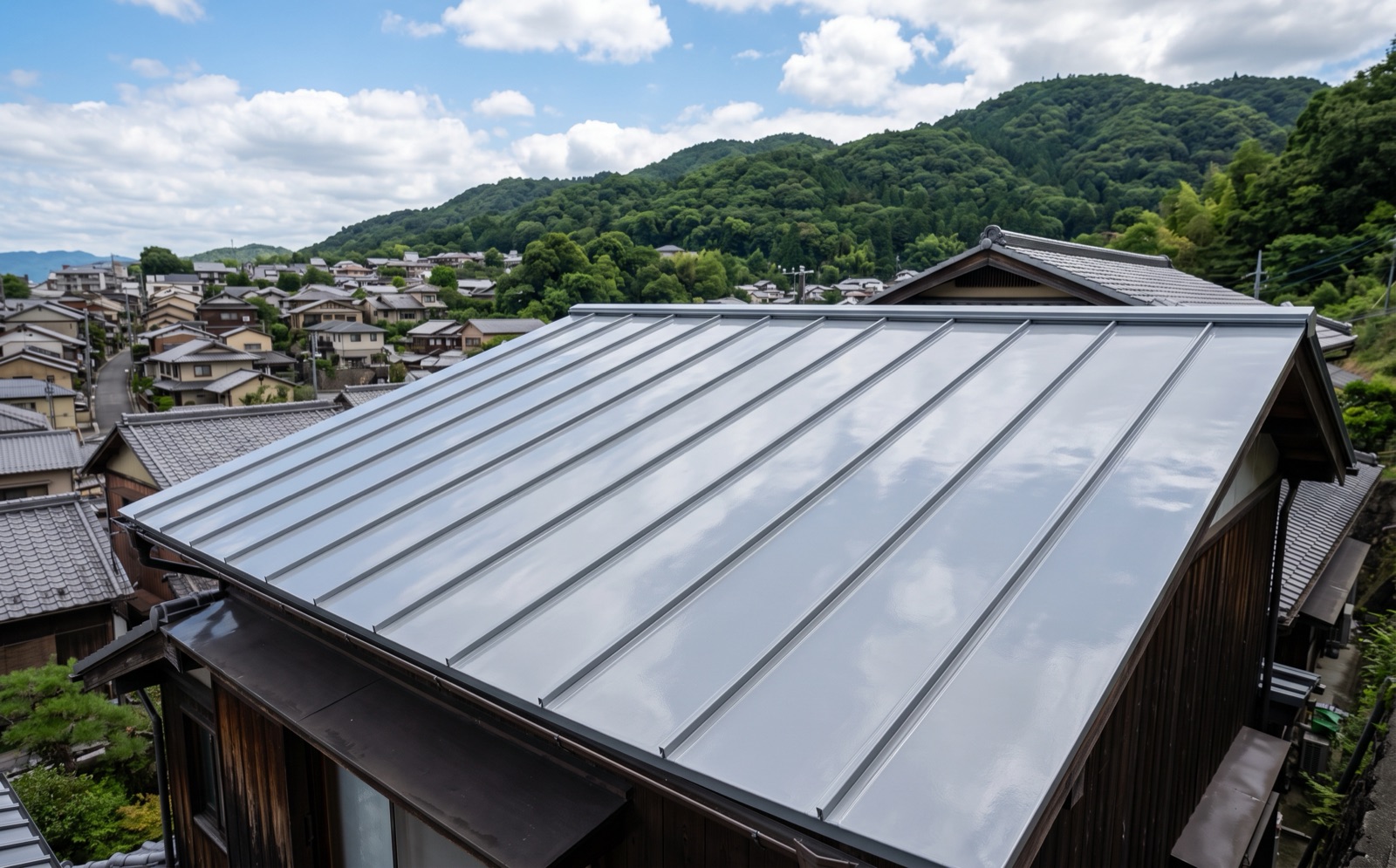 塗装を終えた金属の屋根